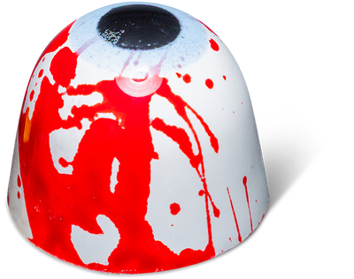 Witte Halloween-bonbon met oog en rode spetters