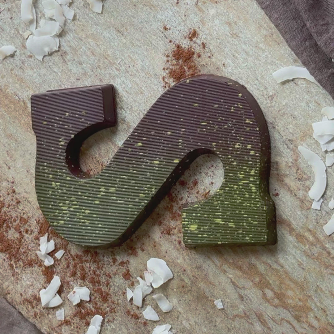 Filled Chocolate Letter Pandan &amp; Roasted Coconut